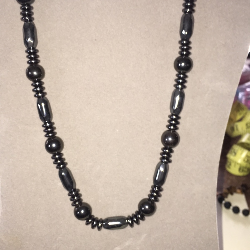 Magnetic hematite gemstone necklace 24”